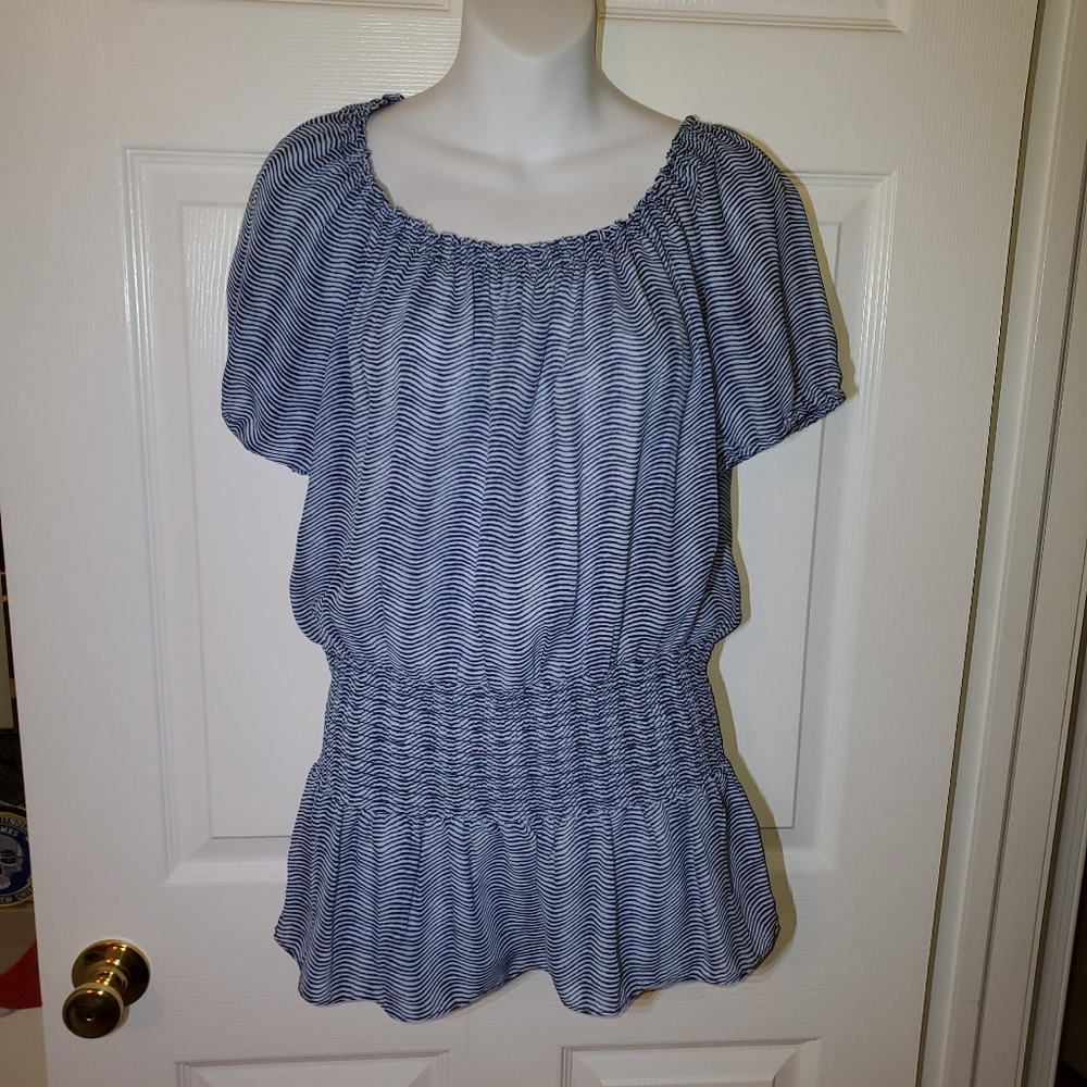 Michael Kors Sinched Waist Striped Top